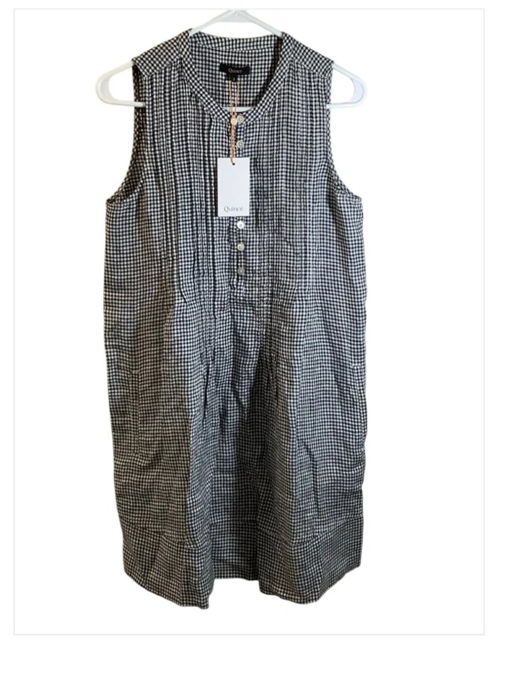 Quince XS Sleeveless gingham linen dress - cute